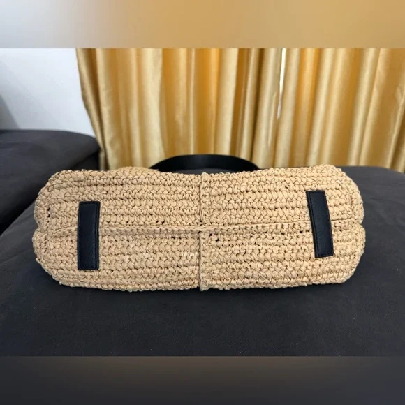 Strathberry Lana hobo raffia black bag leather straps handmade in Spain - Picture 9 of 12